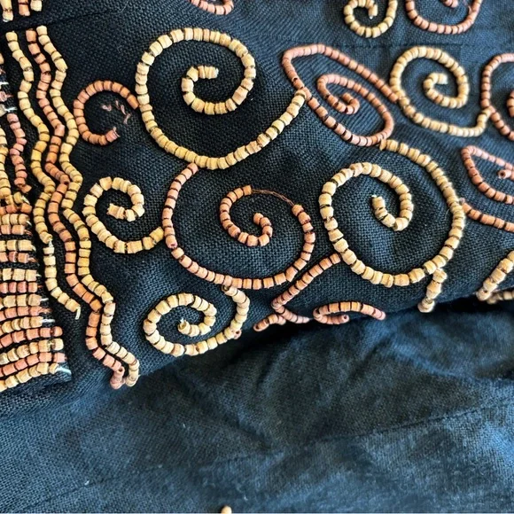 Todd Oldham vintage Black Jacket with brown Beaded Swirls medium collectable - Picture 12 of 16